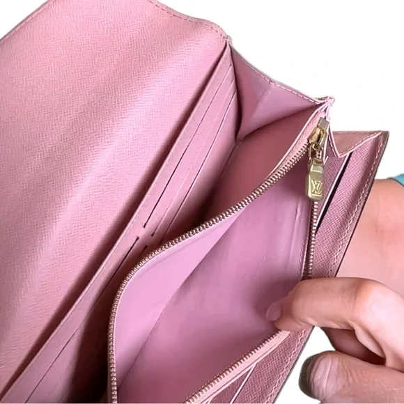 Louis Vuitton Sarah Wallet Damier Ebene Canvas Rose Ballerine Interior - Picture 8 of 17